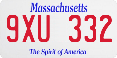 MA license plate 9XU332