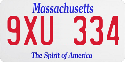 MA license plate 9XU334