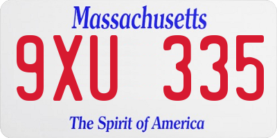 MA license plate 9XU335