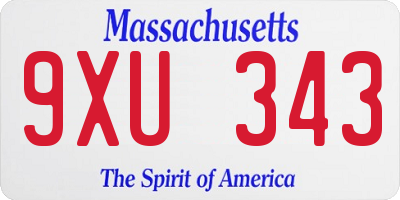 MA license plate 9XU343