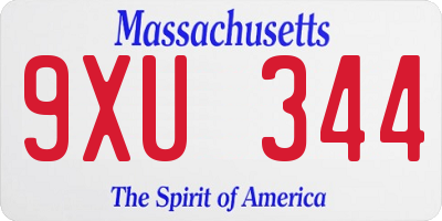 MA license plate 9XU344