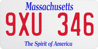 MA license plate 9XU346