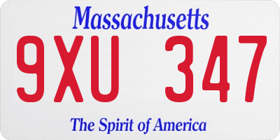 MA license plate 9XU347