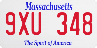 MA license plate 9XU348