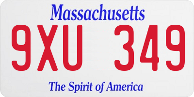 MA license plate 9XU349