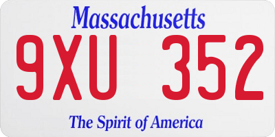 MA license plate 9XU352