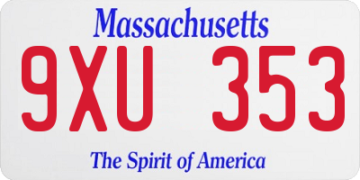 MA license plate 9XU353