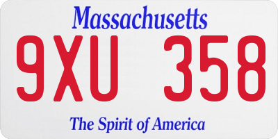 MA license plate 9XU358