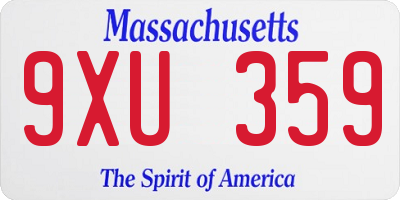 MA license plate 9XU359