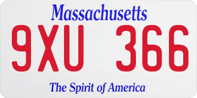 MA license plate 9XU366