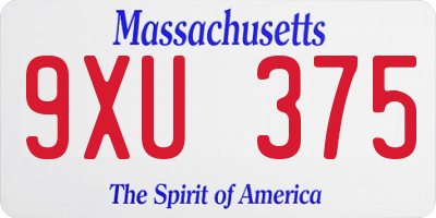 MA license plate 9XU375