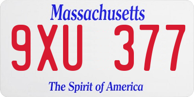 MA license plate 9XU377