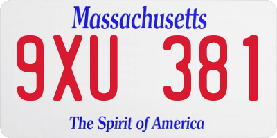 MA license plate 9XU381