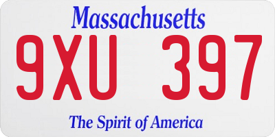 MA license plate 9XU397