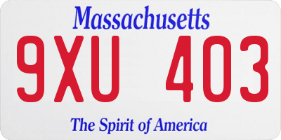 MA license plate 9XU403