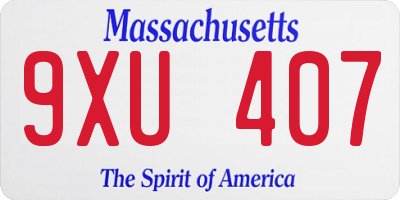 MA license plate 9XU407