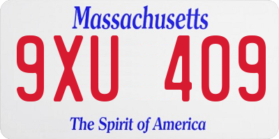 MA license plate 9XU409