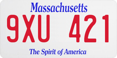 MA license plate 9XU421