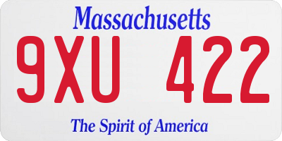 MA license plate 9XU422