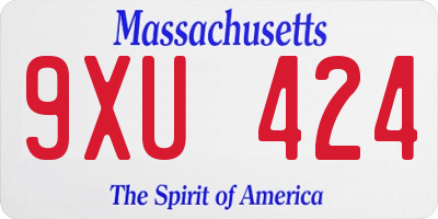 MA license plate 9XU424