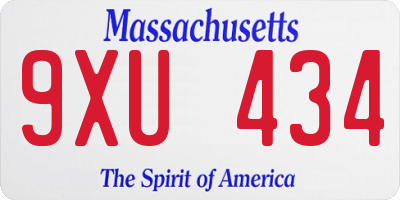 MA license plate 9XU434