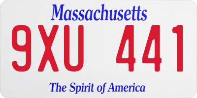 MA license plate 9XU441
