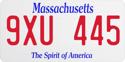 MA license plate 9XU445