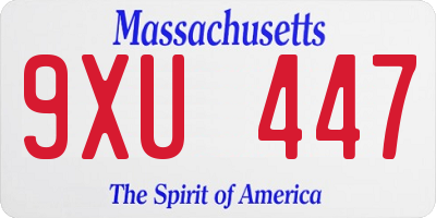 MA license plate 9XU447