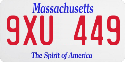 MA license plate 9XU449
