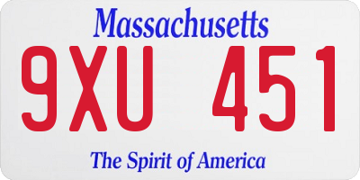 MA license plate 9XU451