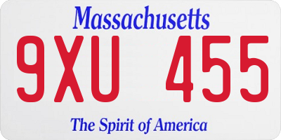MA license plate 9XU455