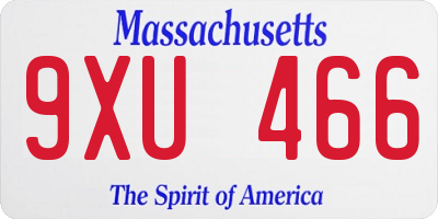 MA license plate 9XU466