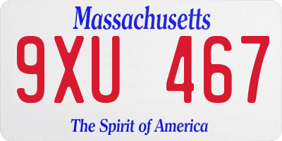 MA license plate 9XU467