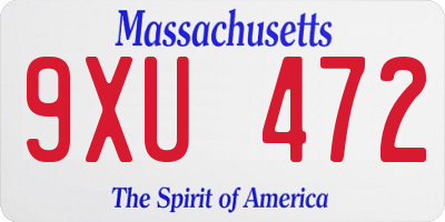 MA license plate 9XU472