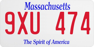 MA license plate 9XU474