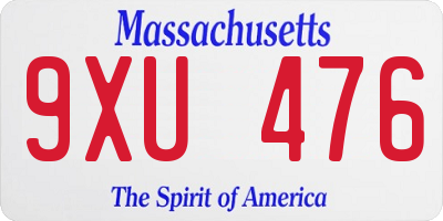 MA license plate 9XU476