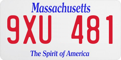 MA license plate 9XU481