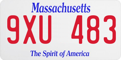 MA license plate 9XU483