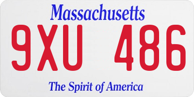 MA license plate 9XU486