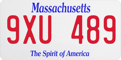 MA license plate 9XU489