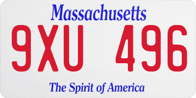 MA license plate 9XU496