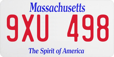 MA license plate 9XU498
