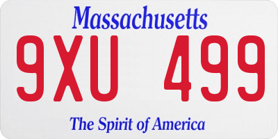 MA license plate 9XU499
