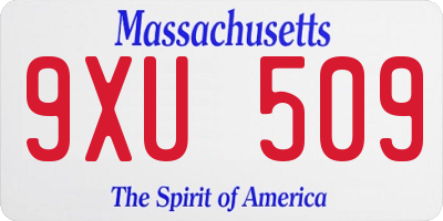 MA license plate 9XU509
