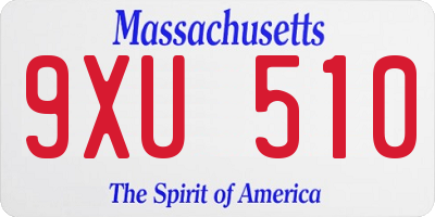 MA license plate 9XU510