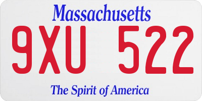 MA license plate 9XU522