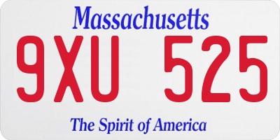 MA license plate 9XU525