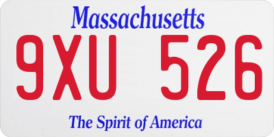 MA license plate 9XU526