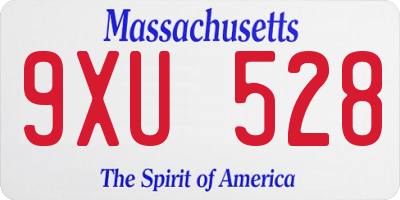 MA license plate 9XU528