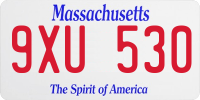 MA license plate 9XU530